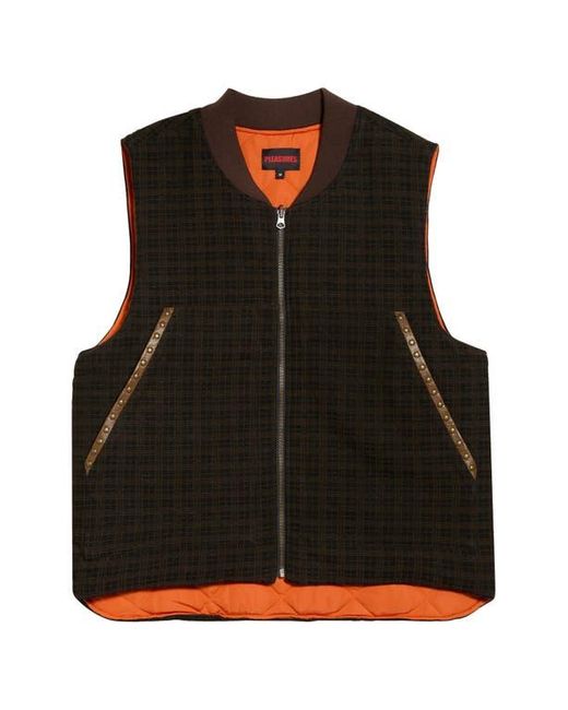 Pleasures Black Horns Studded Zip Vest for men