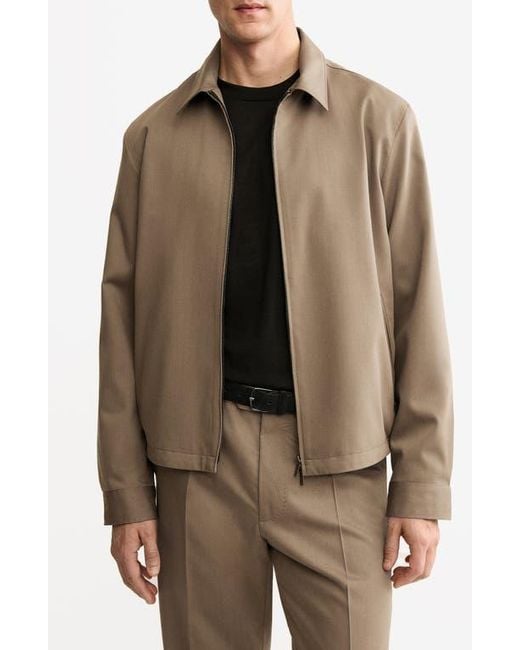 Mango Brown Wool Zip Front Jacket for men