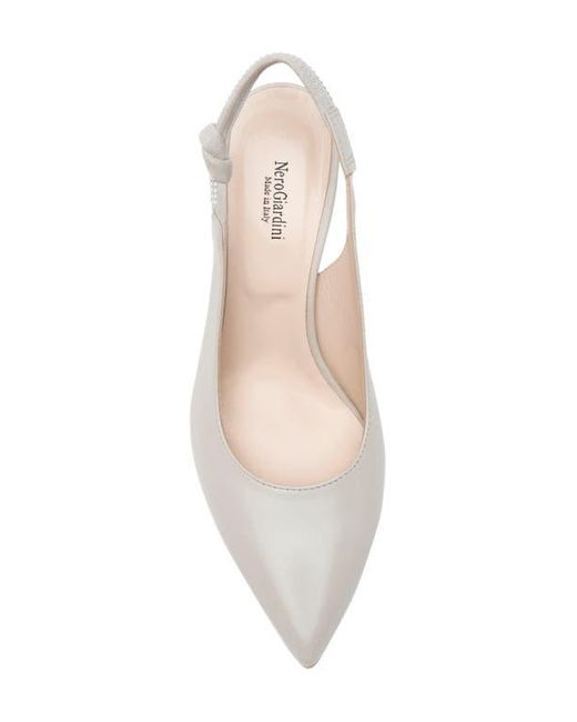 Nero Giardini White Pointed Toe Slingback Pump