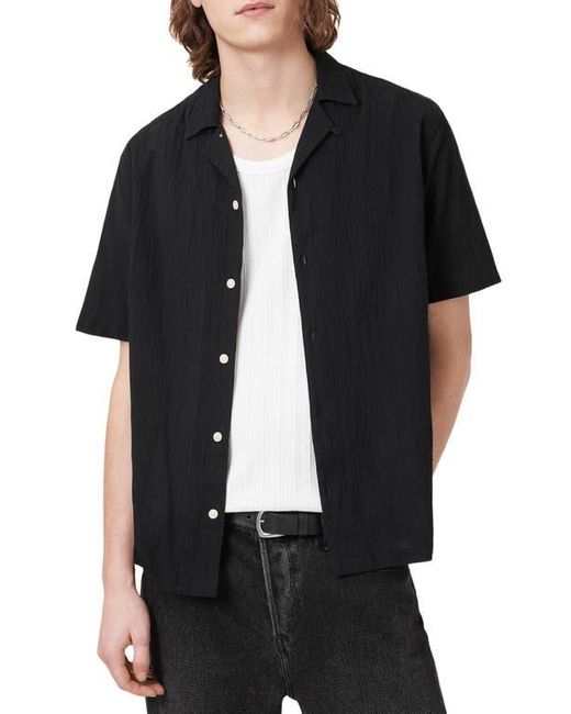 AllSaints Black Haven Short Sleeve Camp Shirt for men