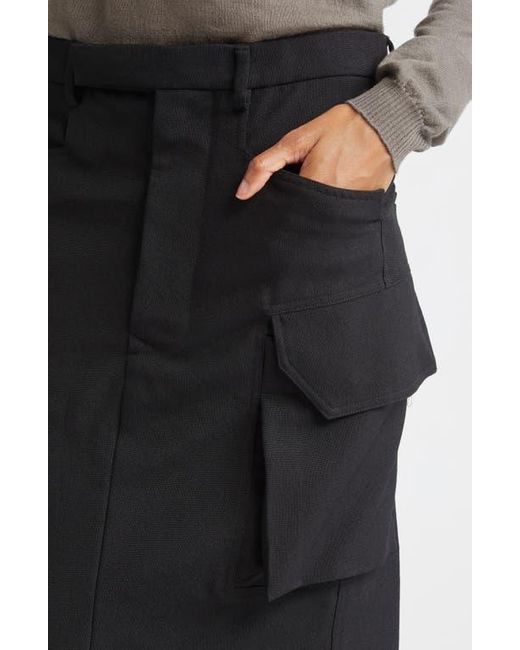 Rick Owens Black Firbanks Virgin Wool Twill Cargo Skirt