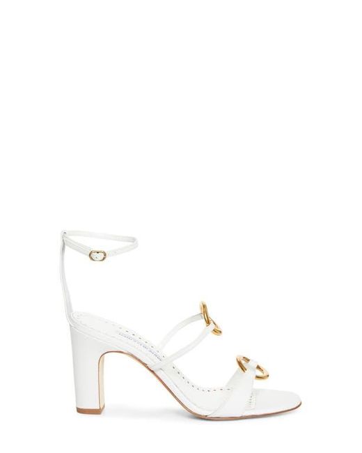 Manolo Blahnik White Hisfahan Ankle Strap Sandal