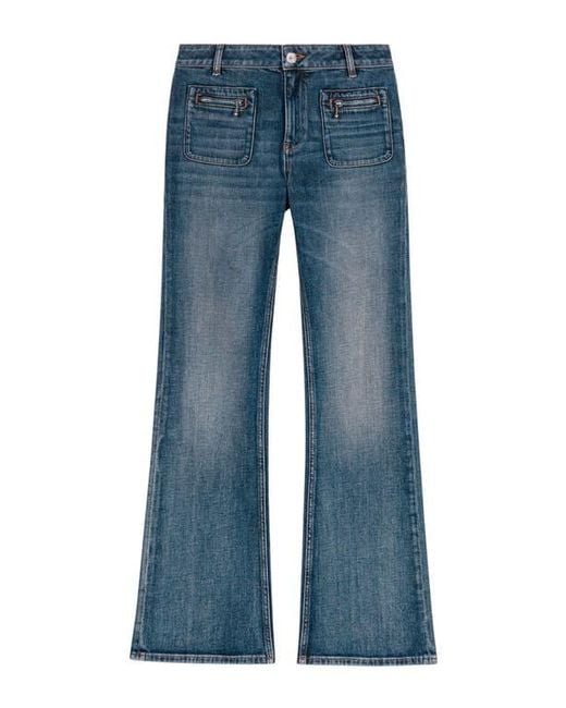 Maje Blue Bootcut Jeans With Zip Pockets