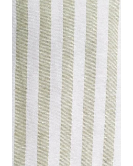 Scott Barber Natural Coastal Regular Fit Stripe Linen & Lyocell Button-Up Shirt for men