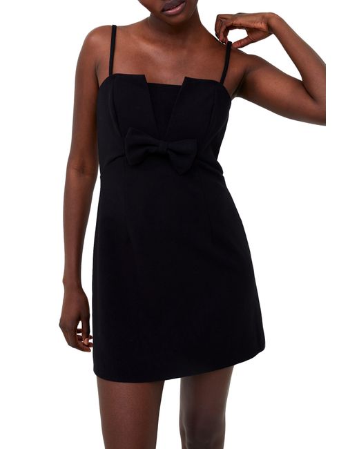 French Connection Black Whisper Bow Front Minidress