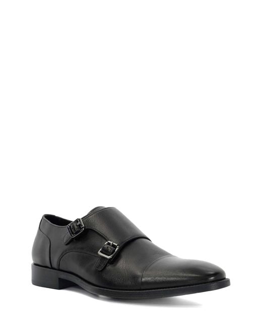 Dune Black Satchin Flexi Double Monk Strap Shoe for men