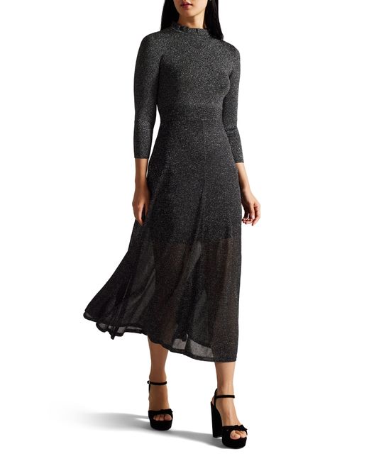 Ted Baker Kannie Metallic Sparkle Knit Fit & Flare Dress in Black Lyst