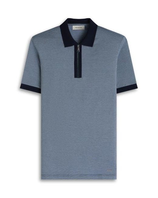 Bugatchi Blue Quarter Zip Polo for men