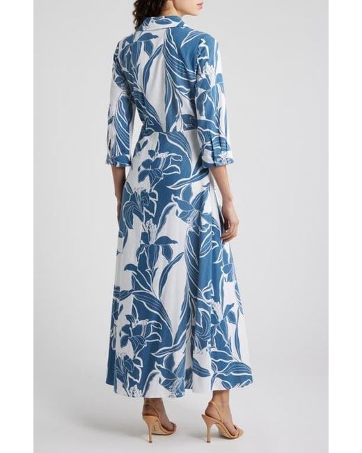 Cece Women's Blue Floral Faux Wrap Maxi Dress - web.rendeth15.com