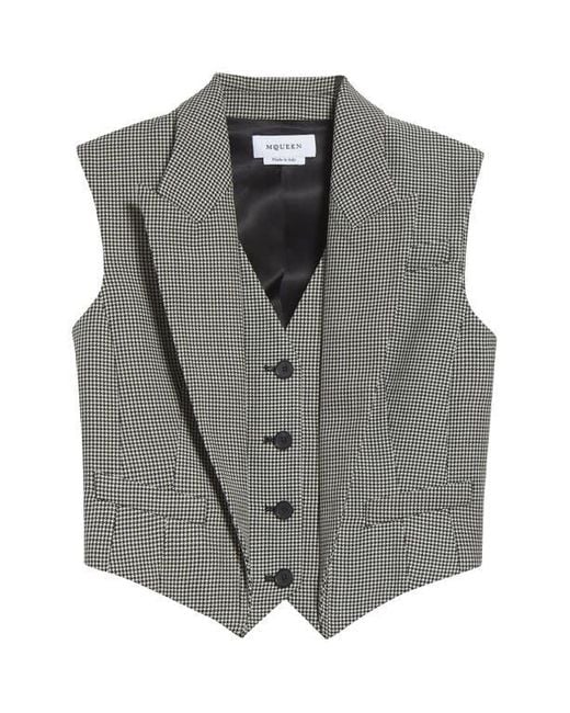 【送料&関税込】Alexander Mcqueen Wool Vest McQueen Houndstooth Wool & Mohair Vest in Gray | Lyst