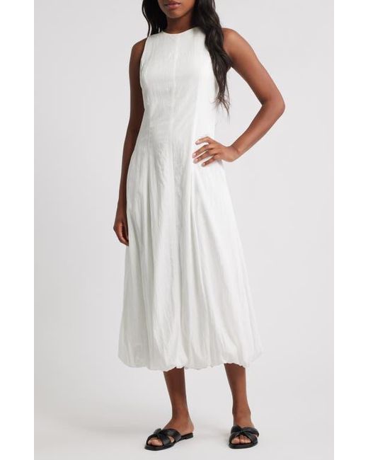 Mango White Pumpkin Sleeveless Bubble Hem Midi Dress