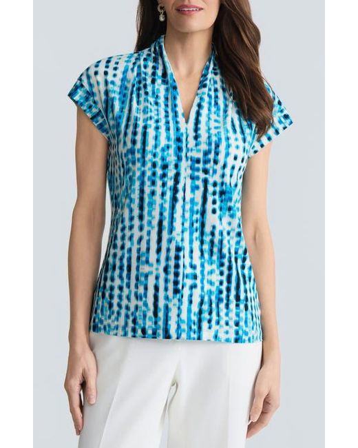Kasper Blue Blurred Line Top