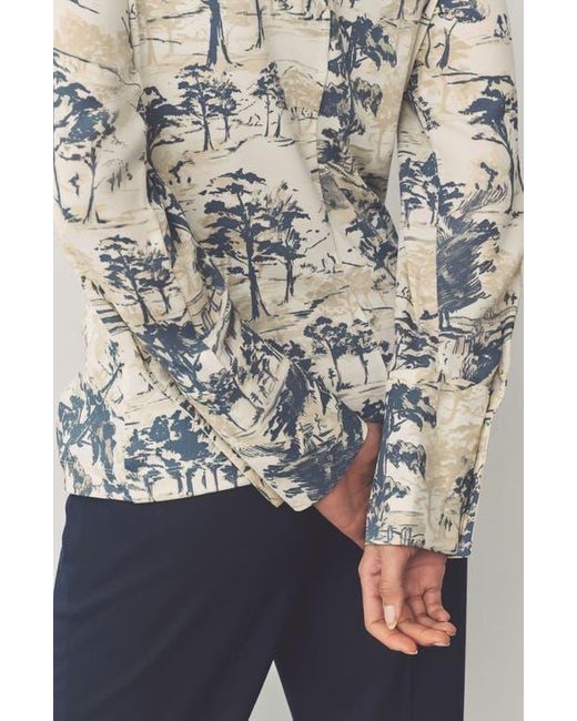 Next Gray Tree Print Long Sleeve Ruched Detail Blouse