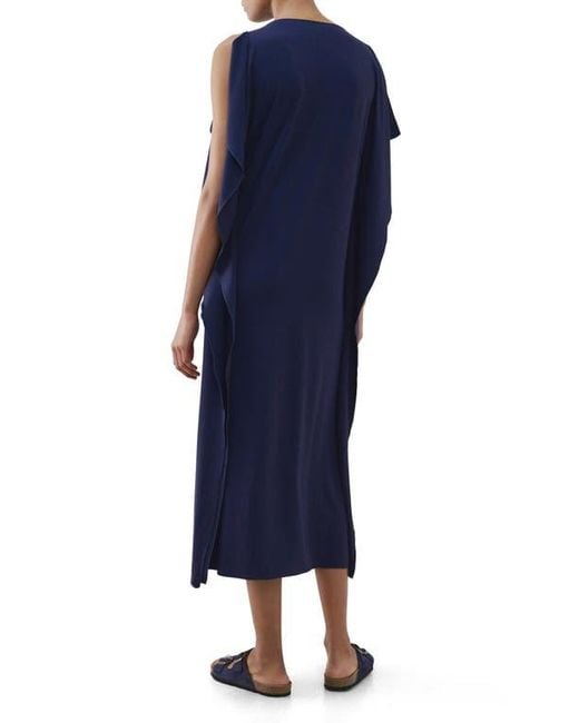 Mango Blue Ruffle Trim Caftan