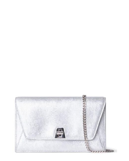 Akris Metallic Anouk Lizard Embossed Leather Envelope Wallet On A Chain