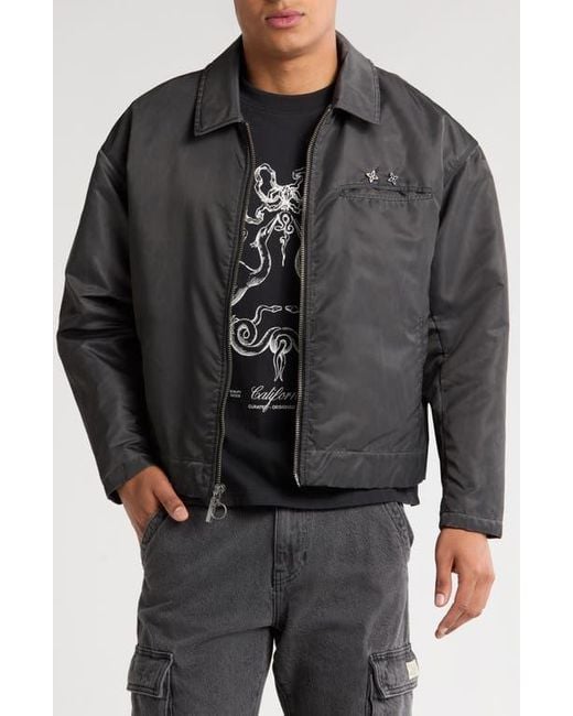 PacSun Black Washed Nylon Zip Jacket for men