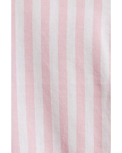 Beach Lunch Lounge Red Candy Stripe Cotton Blend Button-Up Shirt