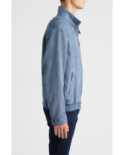 Canali Blue Suede Bomber Jacket for men