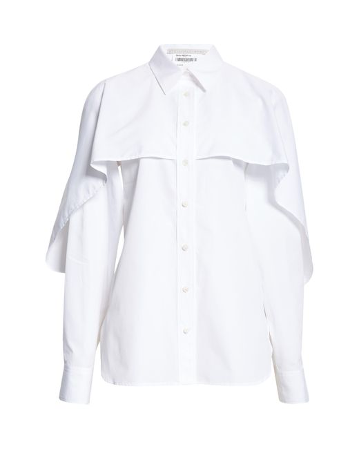 Stella McCartney White Long Sleeve Cotton Cape Shirt