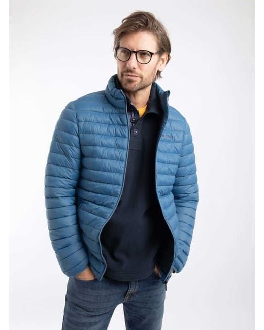 Weird Fish Blue Crantock Showerproof Padded Jacket for men