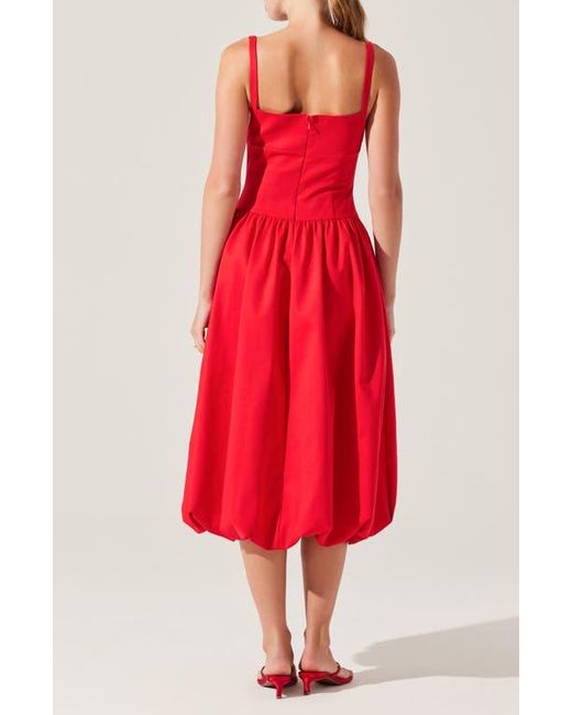 Astr Red Jevi Sleeveless Bubble Midi Dress