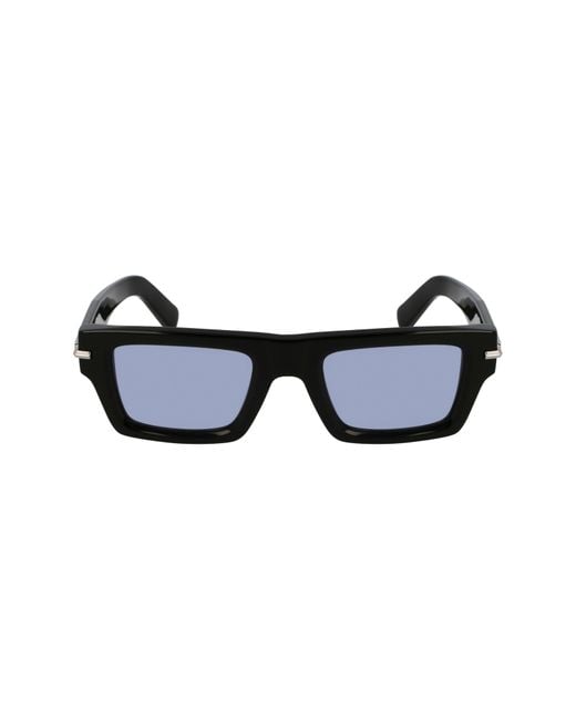 Ferragamo Blue Prisma 50Mm Rectangular Sunglasses for men