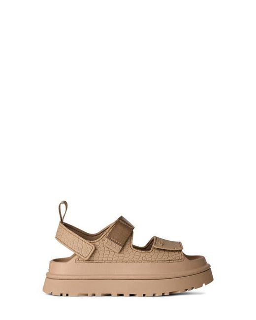 Ugg Brown Goldenglow Embossed Platform Sandal