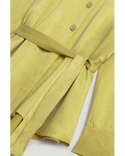 Nocturne Yellow Belted Shirt With Statement Buttons