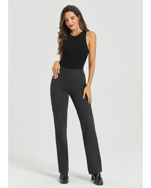 Betabrand Women's Black Two Pocket Dpyp Dress Pant Yoga Pants Straight Leg  - www.magambanetwork.com