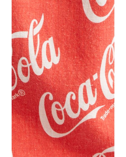 ERL Red Gender Inclusive Coca-cola Cotton & Linen Snap-up Shirt for men
