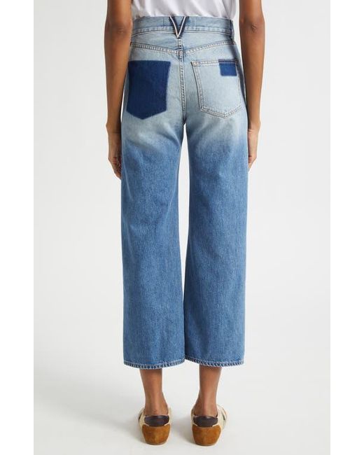 Veronica Beard Blue Dylan Patchwork Straight Leg Jeans