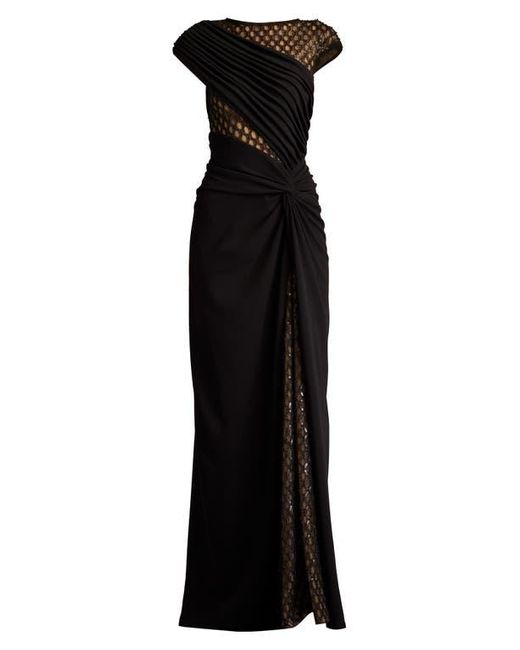 gold dress or blue and black Tadashi Shoji Women's Lou Embroidered Crepe Bell Sleeve Dress