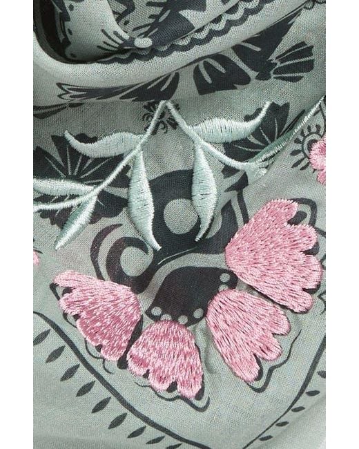 Treasure & Bond Gray Floral Embroidered Bandana