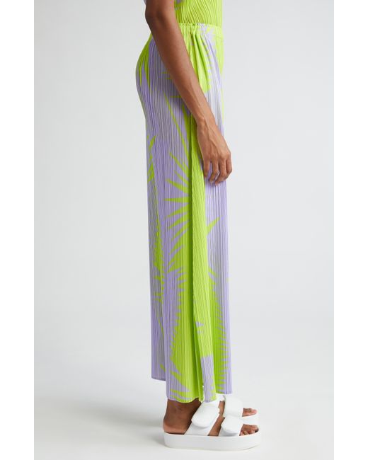 Pleats Please Issey Miyake White Piquant Print Pleated Wide Leg Pants