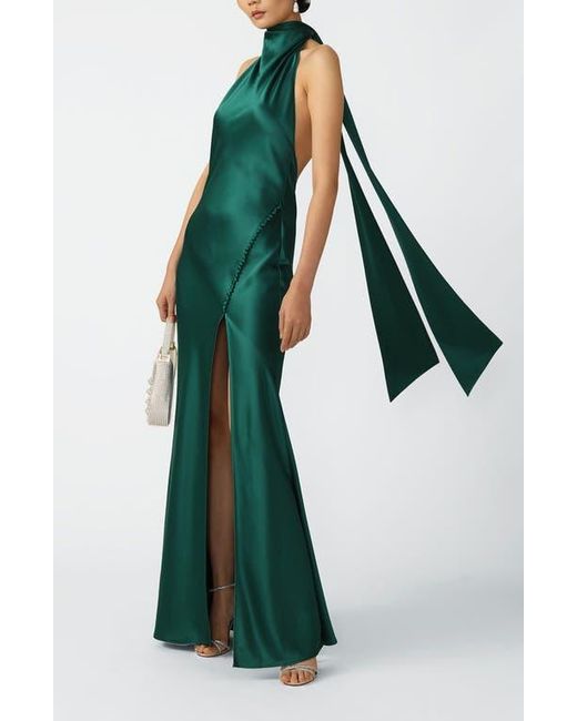 SAU LEE Green Penelope Satin Gown