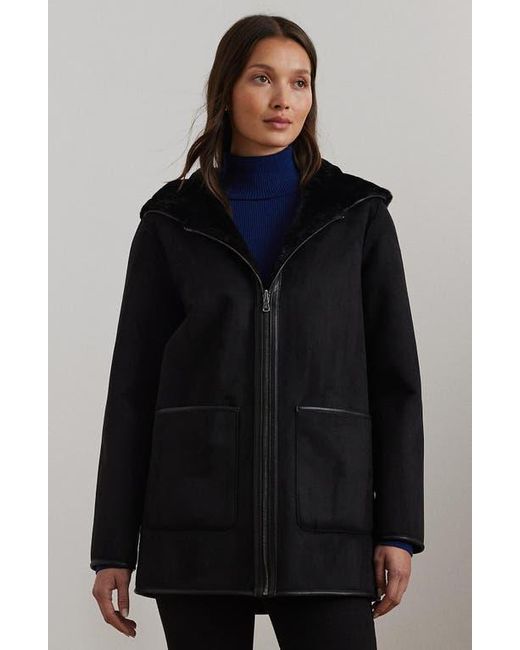 ⇆ Reversible Faux Alpaca Satin Hooded Coat