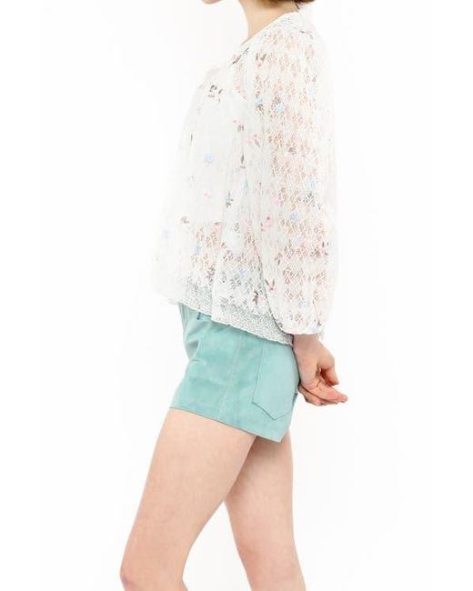 Anna Sui White Embroidered Lacey Trellis Blouse
