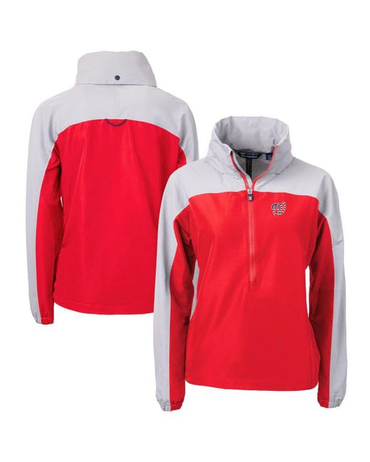 Cutter & Buck Red /gray Washington Nationals Charter Eco Recycled Anorak Jacket At Nordstrom