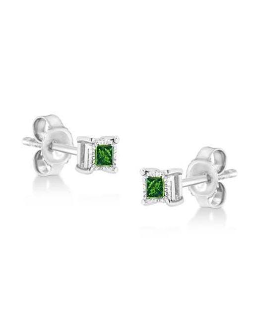Haus of Brilliance Green 1/10 Ct Miracle Princess Diamond Stud Earrings