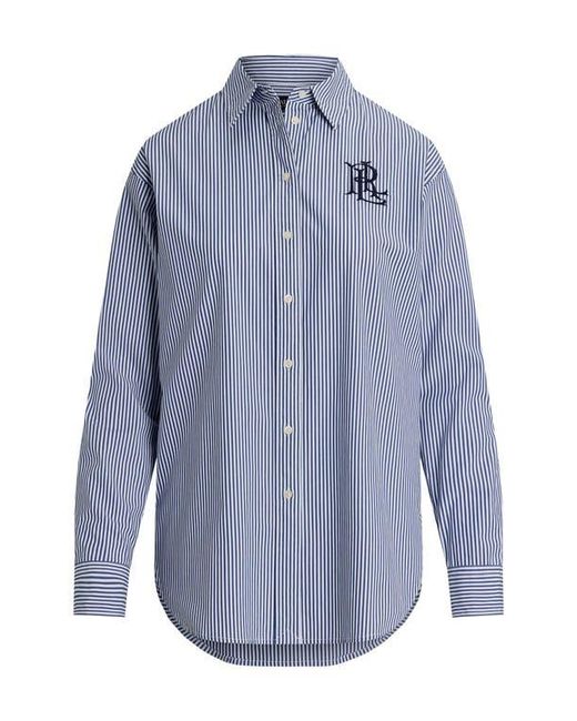 Ralph Lauren Blue Relaxed Fit Striped Stretch Cotton Shirt