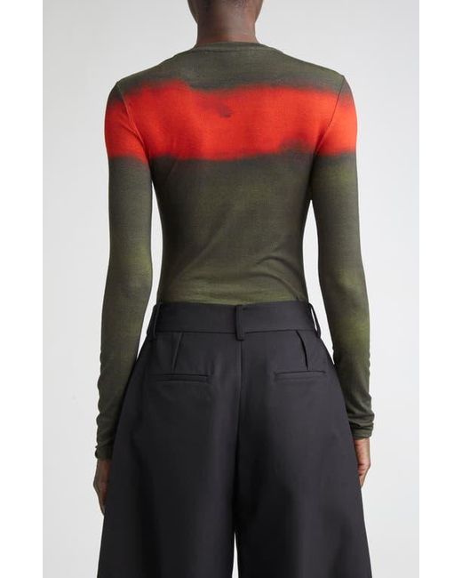 Jason Wu Black Painted Stripe Long Sleeve Jersey Top