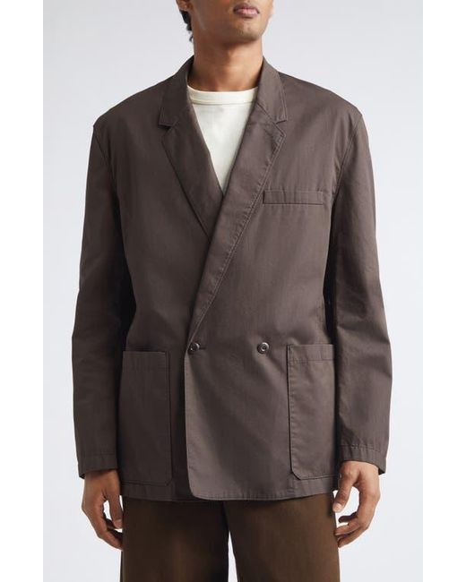 Lemaire Double Breasted Cotton Twill Workwear Jacket in Black for