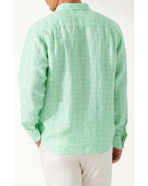 Tommy Bahama Green Ventana Plaid Linen Button-up Shirt for men