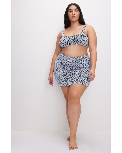 GOOD AMERICAN Blue Always Fit Leopard Cover-up Miniskirt