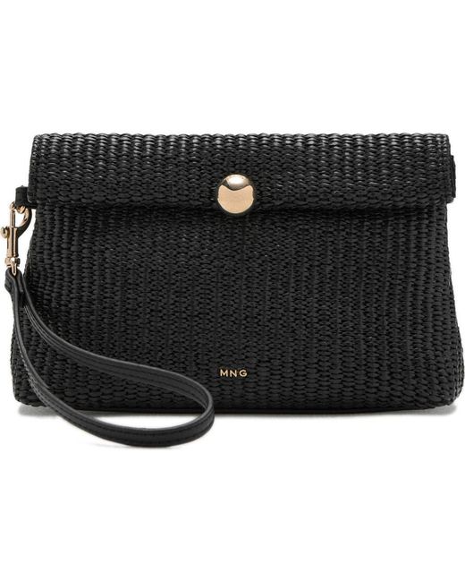 Mango Black Woven Flap Wristlet