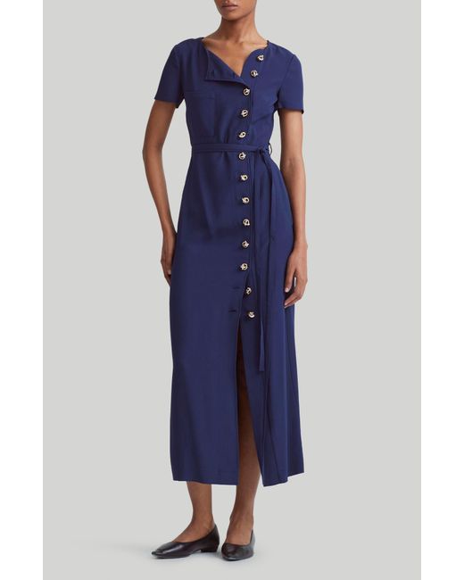 Altuzarra Blue Rosa Asymmetric Button Front Dress