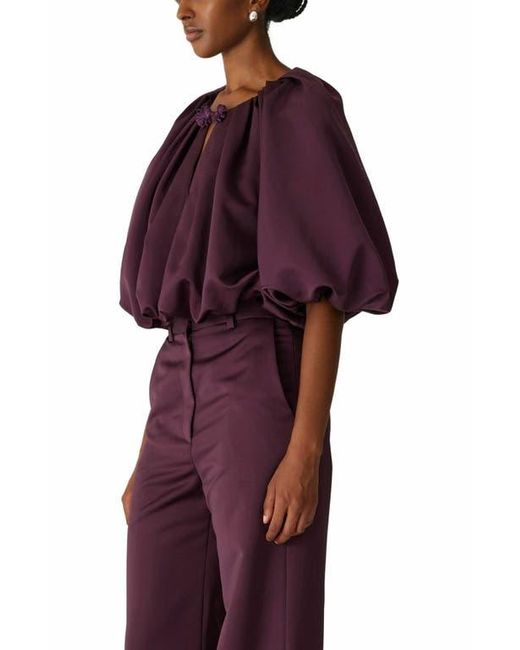 Rebecca Taylor Red Techy Sateen Bubble Top