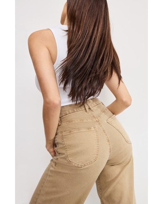 GOOD AMERICAN Natural Patch Pocket Crop Palazzo Jeans