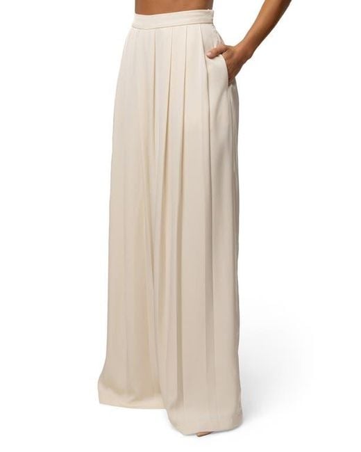 JLUXLABEL Natural Clara Pleated Wide Leg Trousers