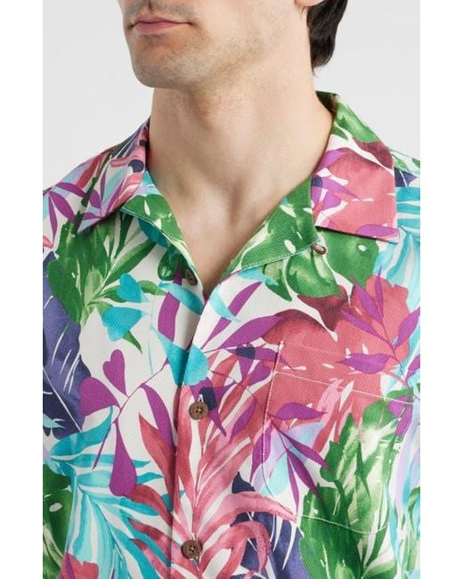 Tommy Bahama Multicolor Fuego Fronds Print Silk Blend Camp Shirt for men